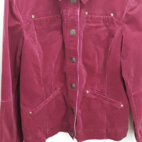 Amber Sun Jacket Corduroy Burgundy Red Womens Large Snap Front - Picture 14 of 16